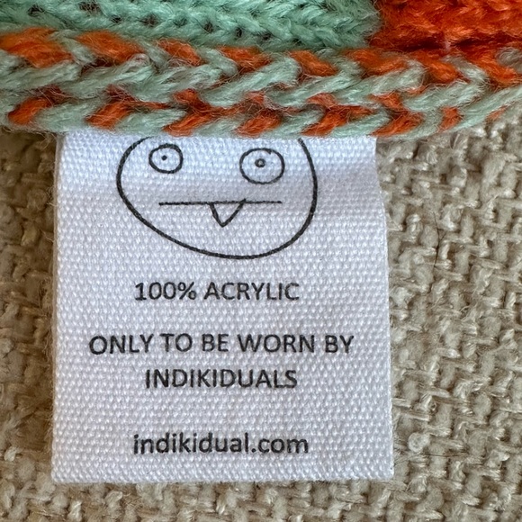 {Indikidual} Knitted stripe balaclava hat with funny eye holes and pom Pom - Picture 11 of 14